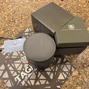 Tag Heuer Gray Round Travel Watch Case with Box